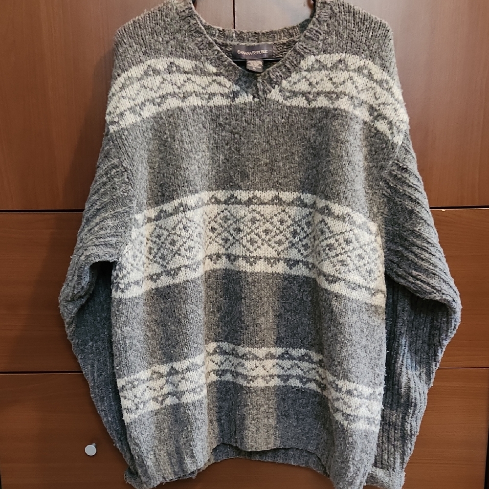 Banana Republic V-Neck Fair Isle Sttle Sweater Size XL